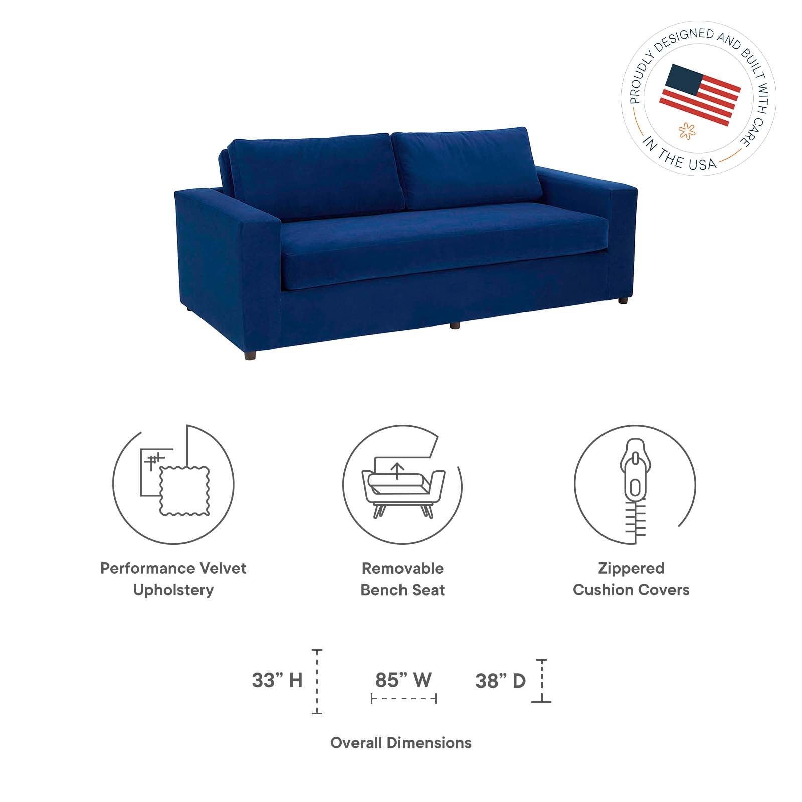 Avendale Velvet Sofa by Modway