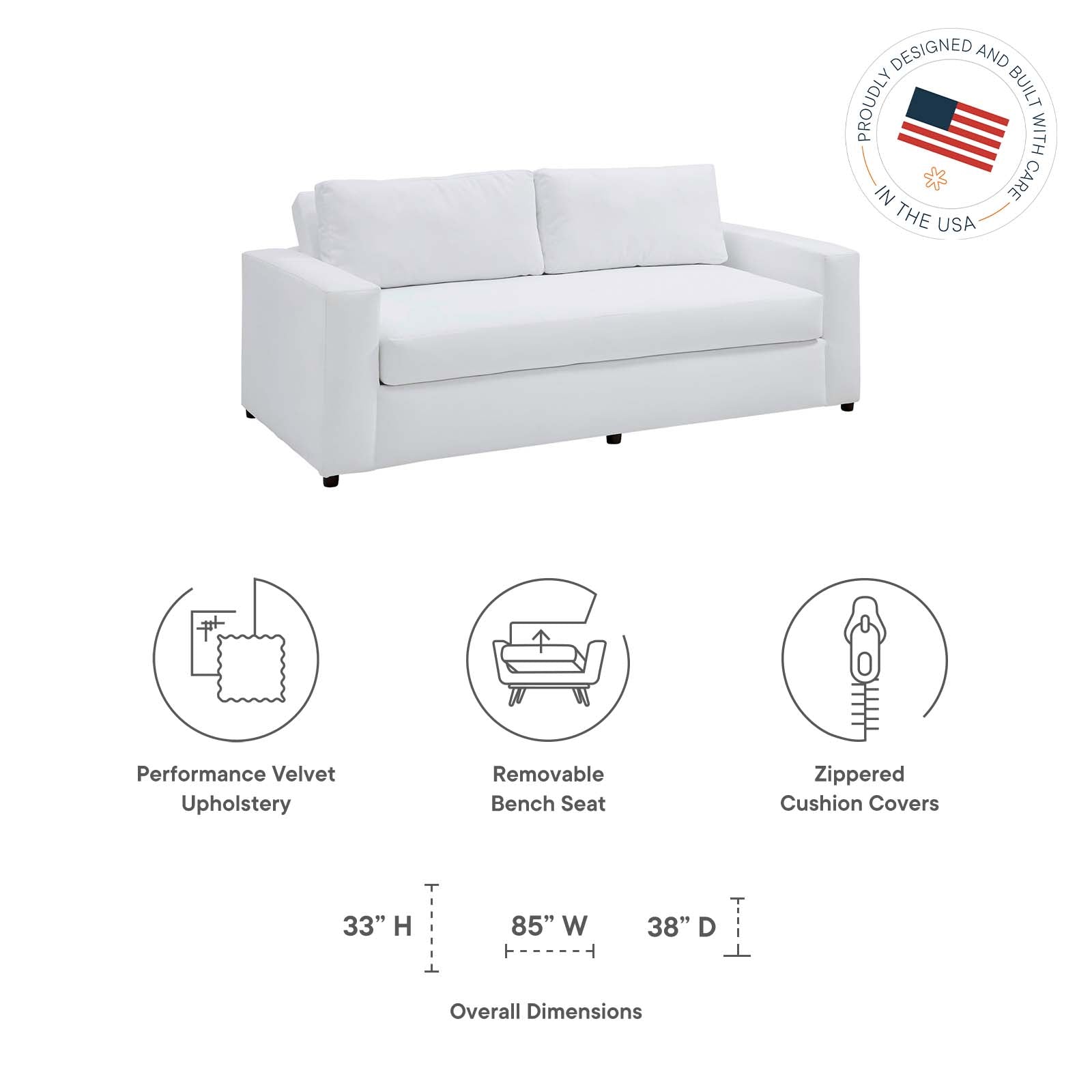 Avendale Velvet Sofa by Modway