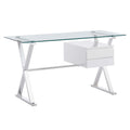 Sector 56" Glass Top Glass Office Desk by Modway