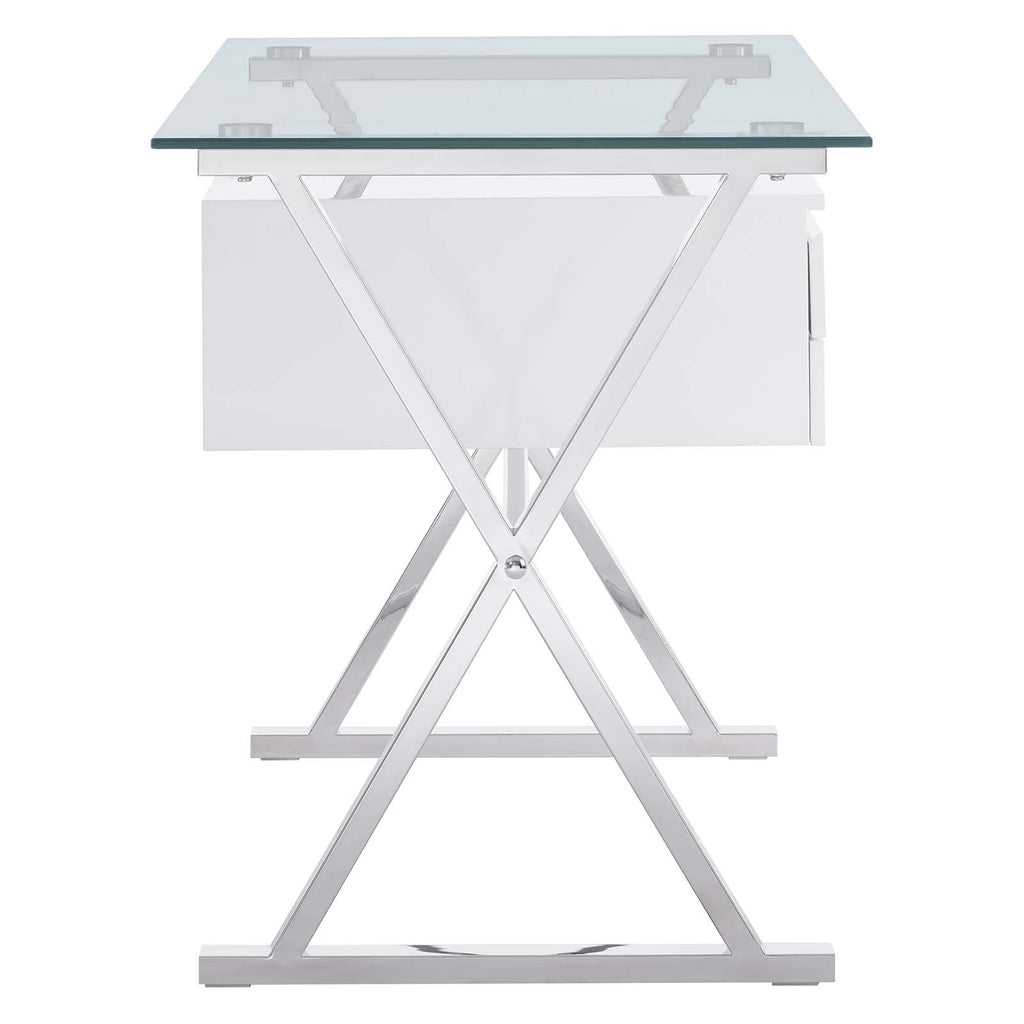 Sector 56" Glass Top Glass Office Desk by Modway