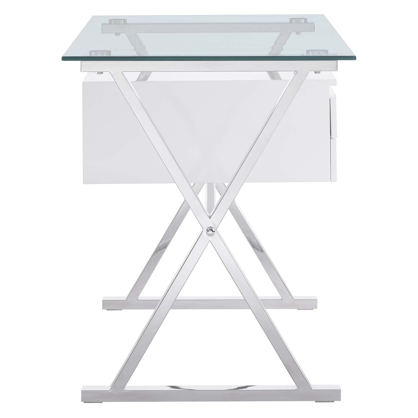 Sector 56" Glass Top Glass Office Desk by Modway