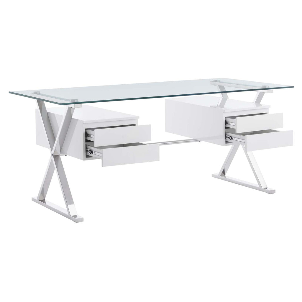 Sector 71" Glass Top Glass Office Desk by Modway