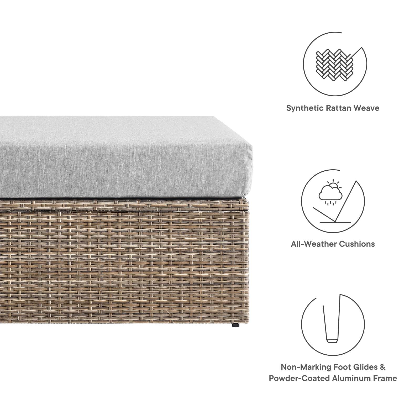 Convene Outdoor Patio Rectangle Ottoman by Modway