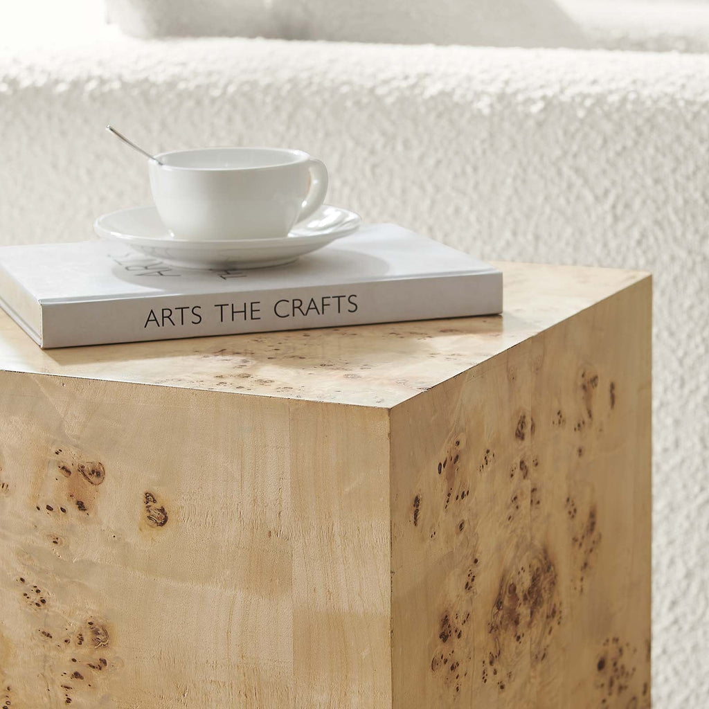Cosmos 16" Square Burl Wood Side Table by Modway