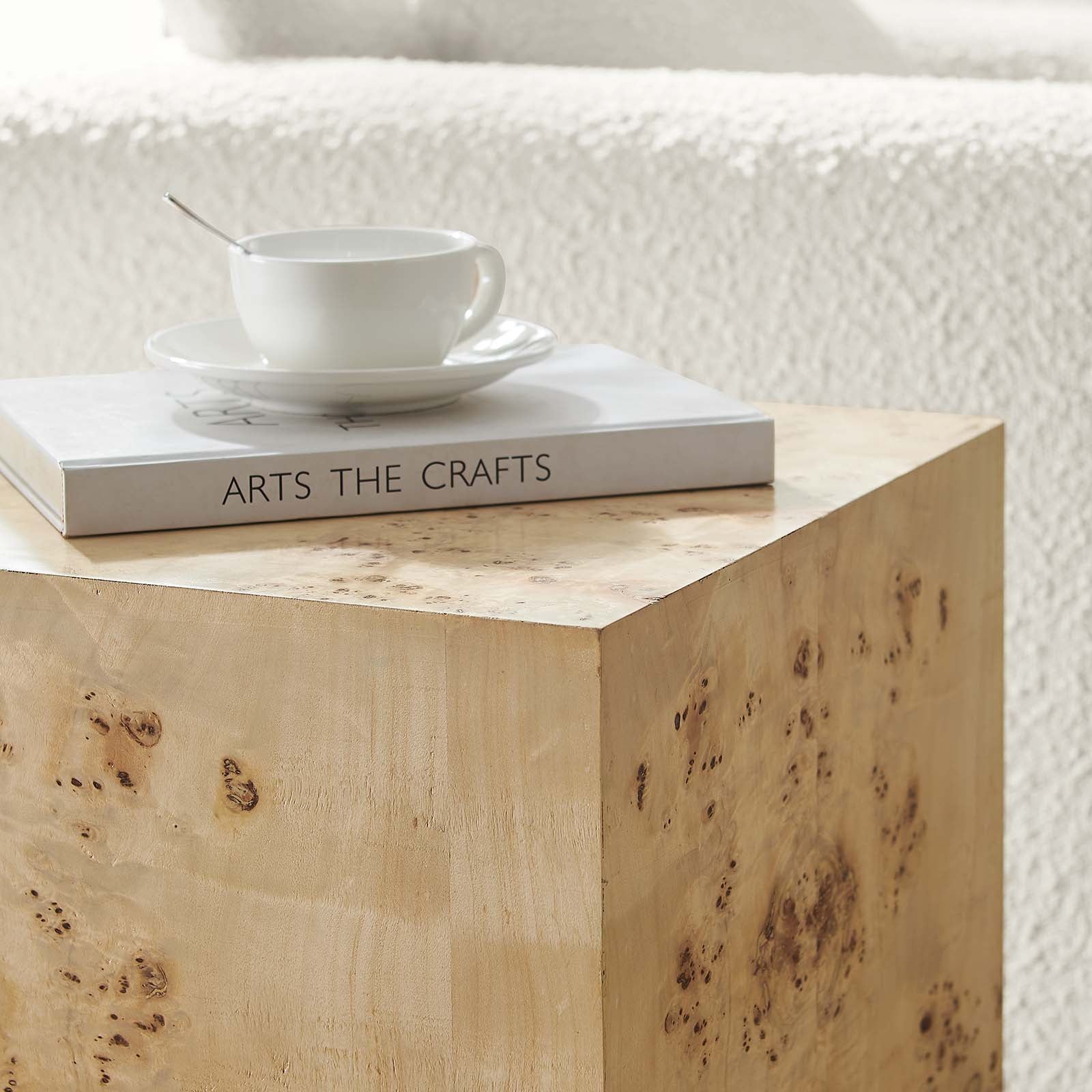 Cosmos 16" Square Burl Wood Side Table by Modway
