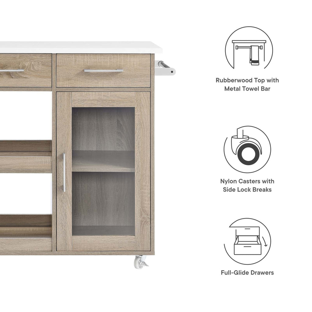 Culinary Kitchen Cart With Towel Bar by Modway