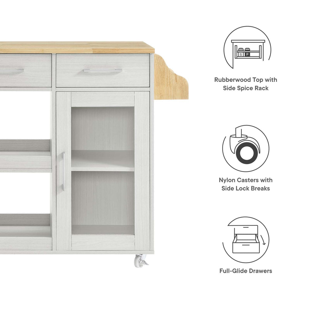 Culinary Kitchen Cart With Spice Rack by Modway