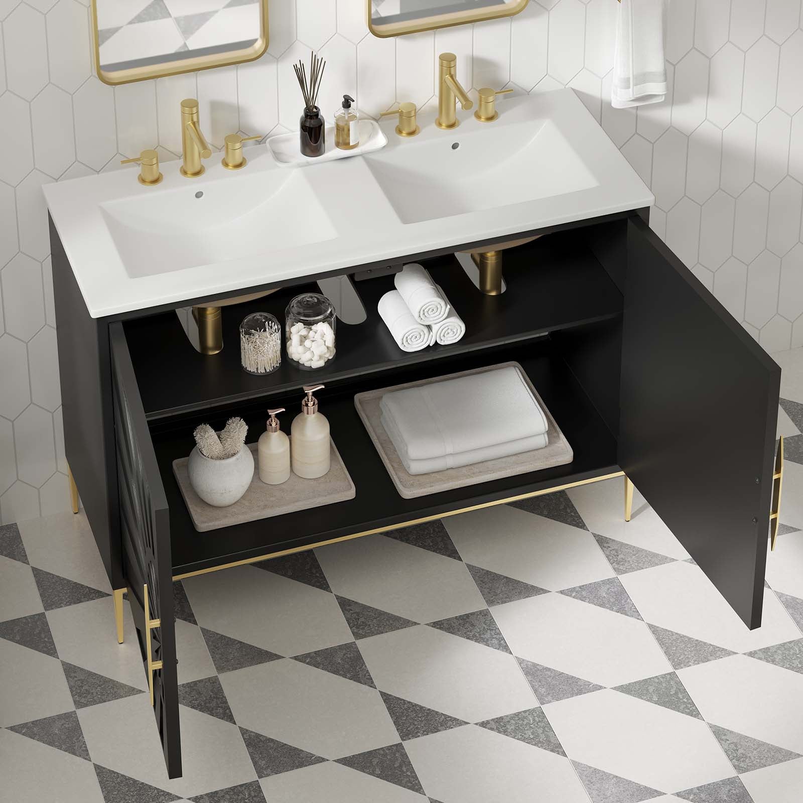 Awaken 48" Double Sink Bathroom Vanity by Modway