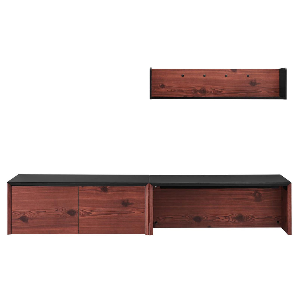 Kinetic 38" Wall-Mount Office Desk With Cabinet and Shelf by Modway