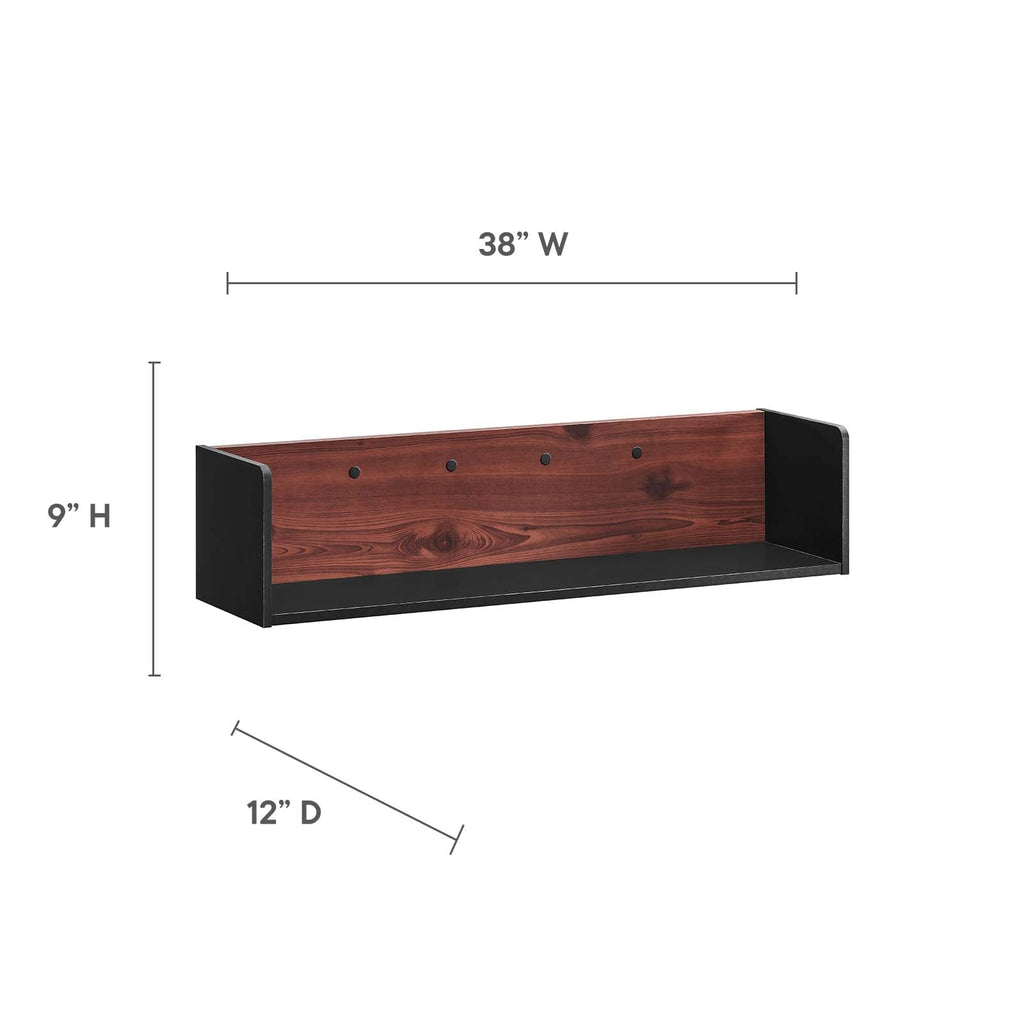 Kinetic 38" Wall-Mount Office Desk With Cabinet and Shelf by Modway