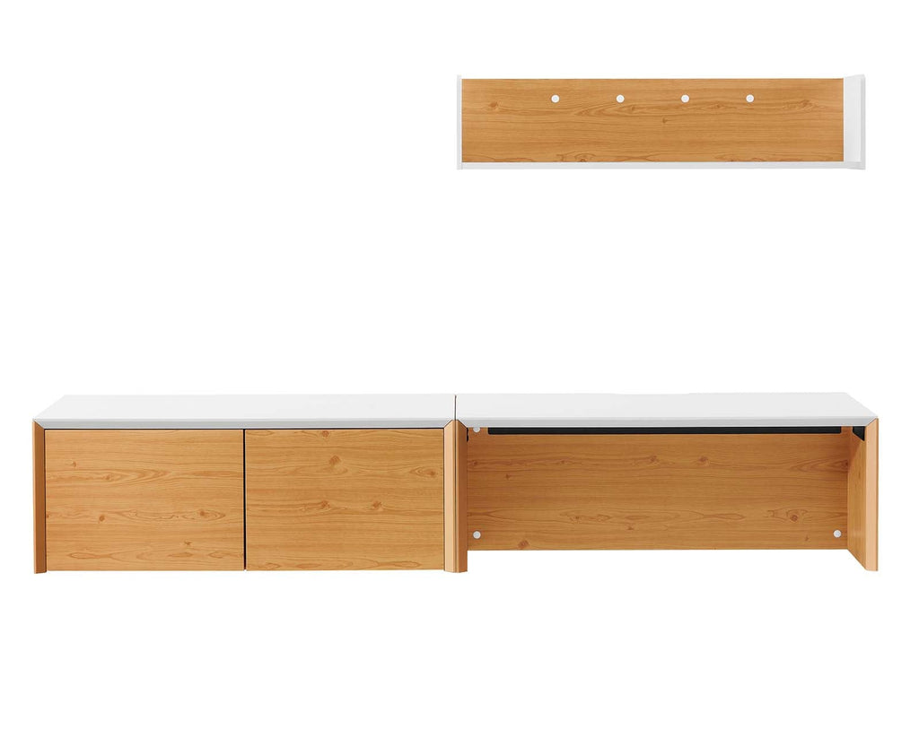 Kinetic 38" Wall-Mount Office Desk With Cabinet and Shelf by Modway