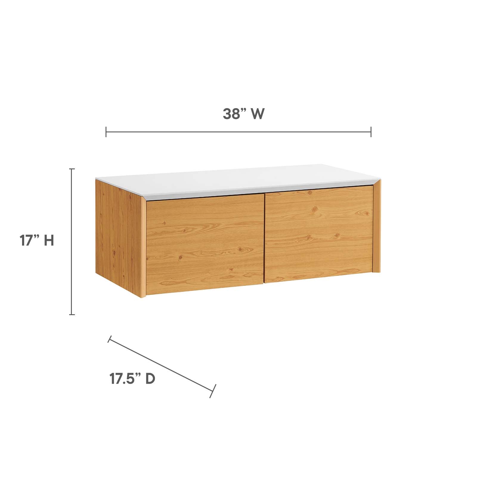 Kinetic 38" Wall-Mount Office Desk With Cabinet and Shelf by Modway