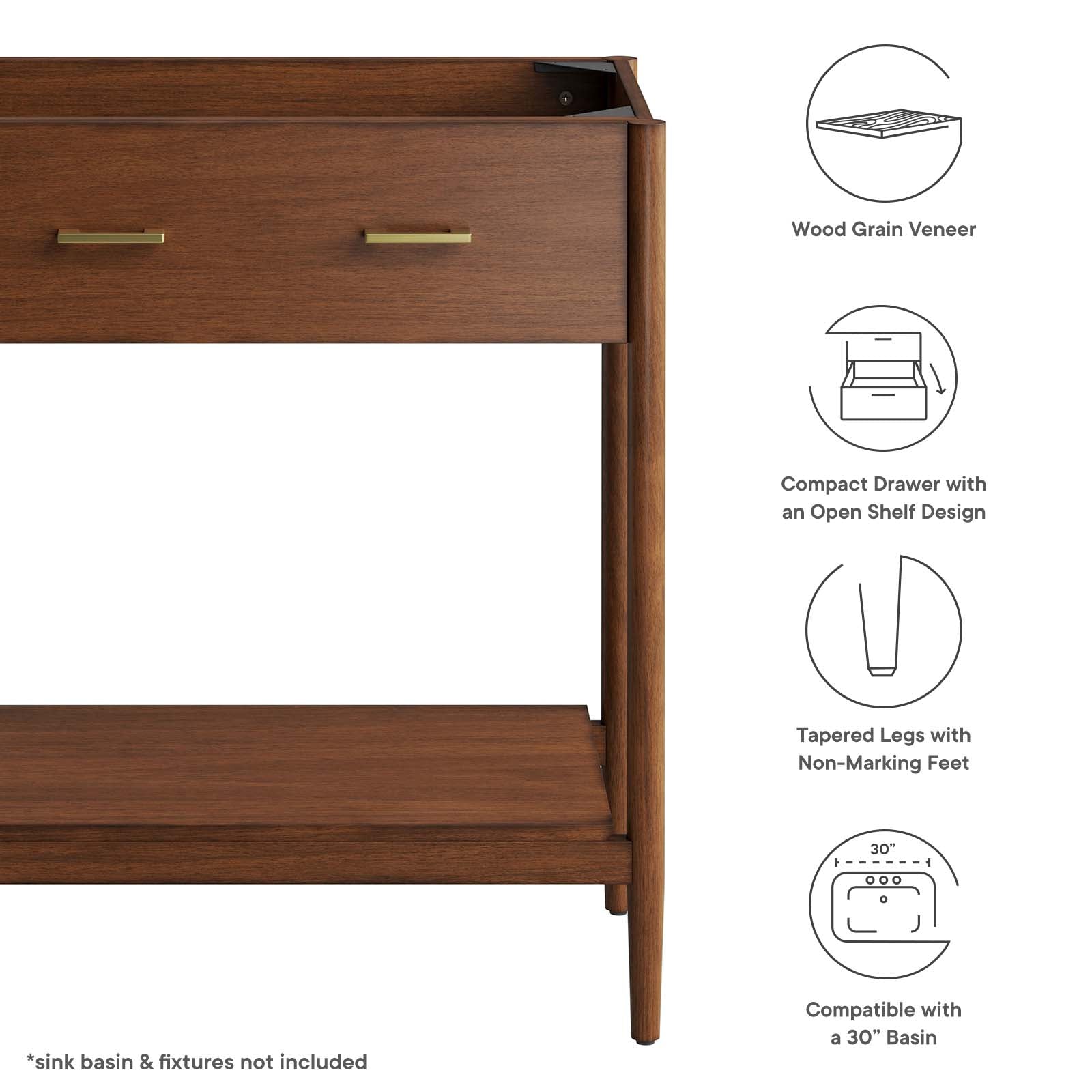 Zaire 30" Bathroom Vanity Cabinet (Sink Basin Not Included) by Modway
