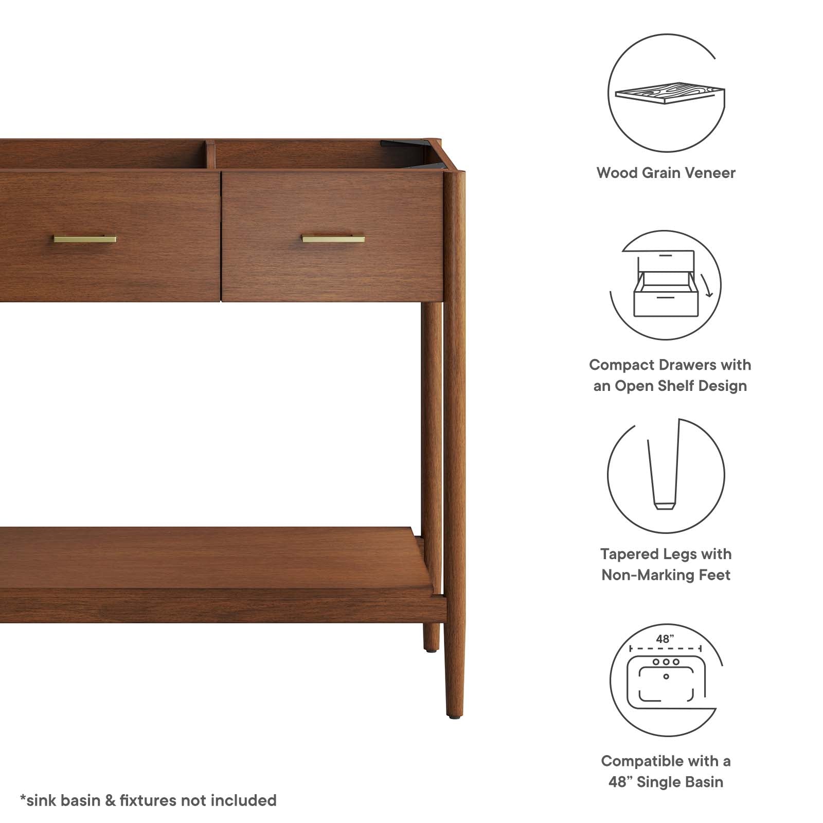Zaire 48Ó Single Sink Compatible Bathroom Vanity Cabinet (Sink Basin Not Included) by Modway