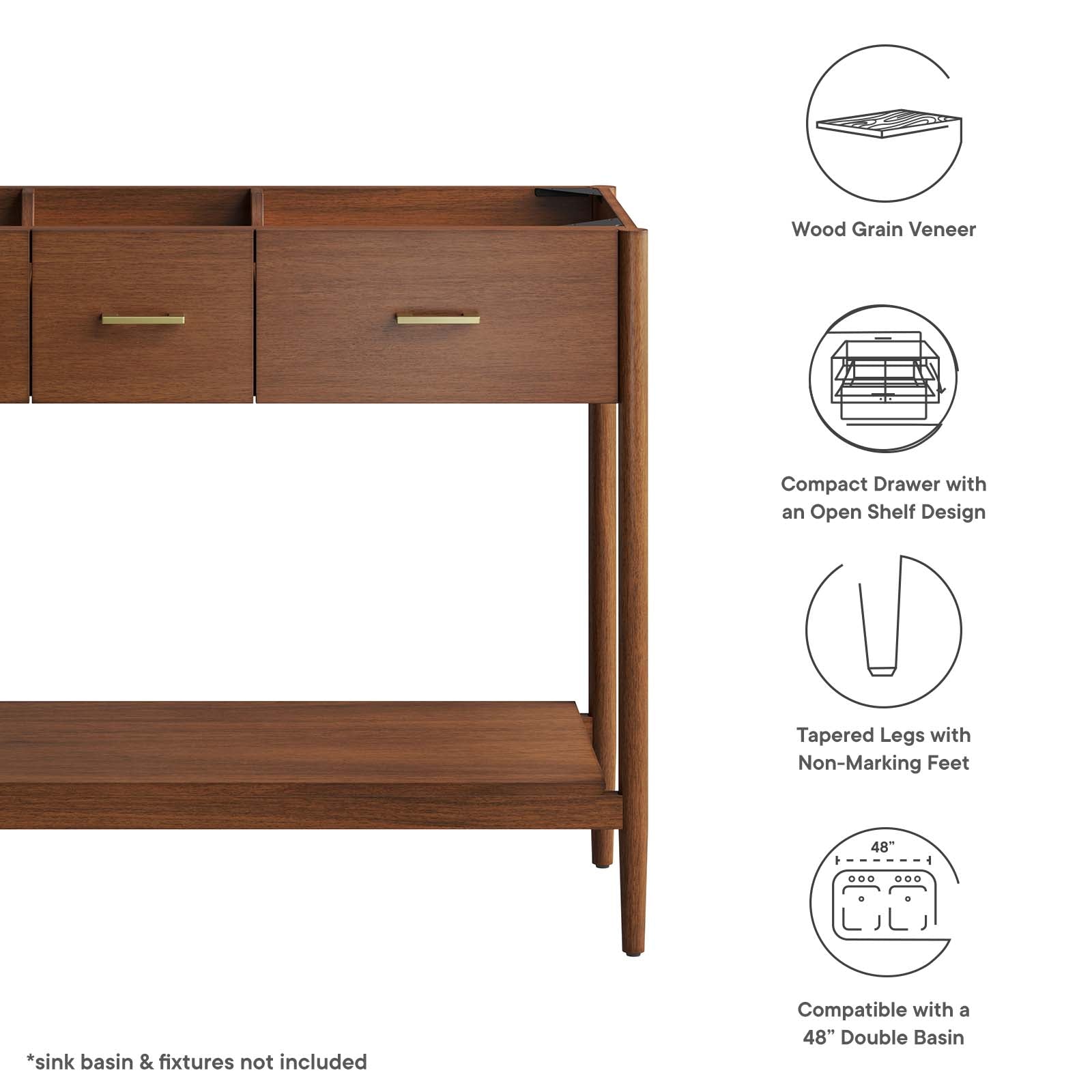 Zaire 48Ó Double Sink Compatible Bathroom Vanity Cabinet (Sink Basin Not Included) by Modway
