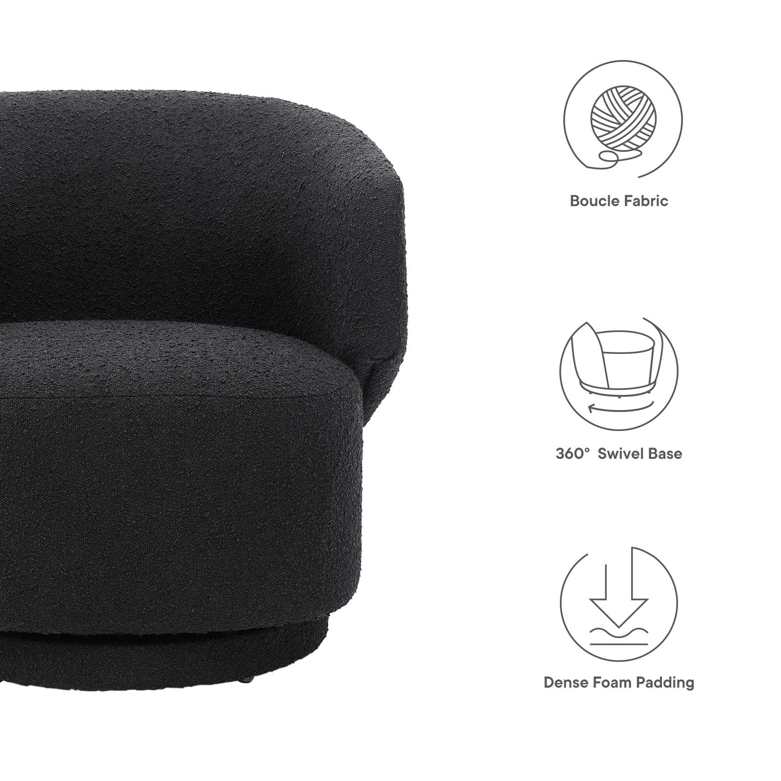 Celestia Boucle Fabric Swivel Chair by Modway