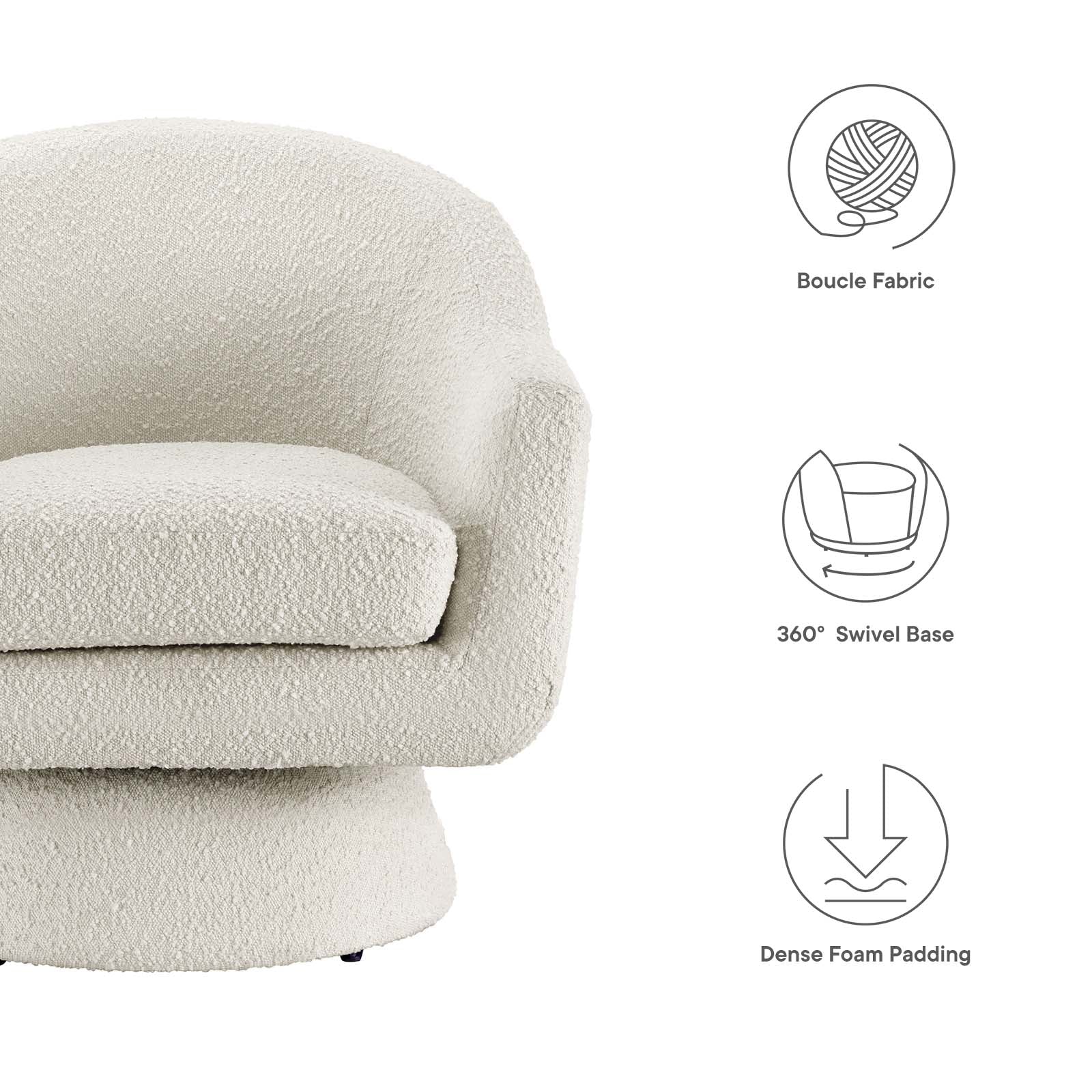 Astral Boucle Fabric Swivel Chair by Modway