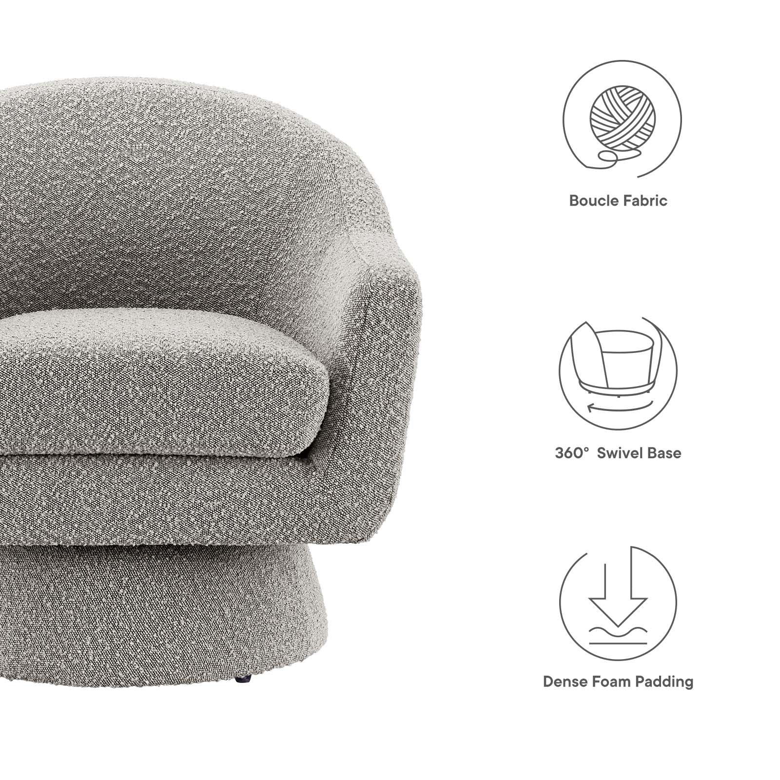 Astral Boucle Fabric Swivel Chair by Modway
