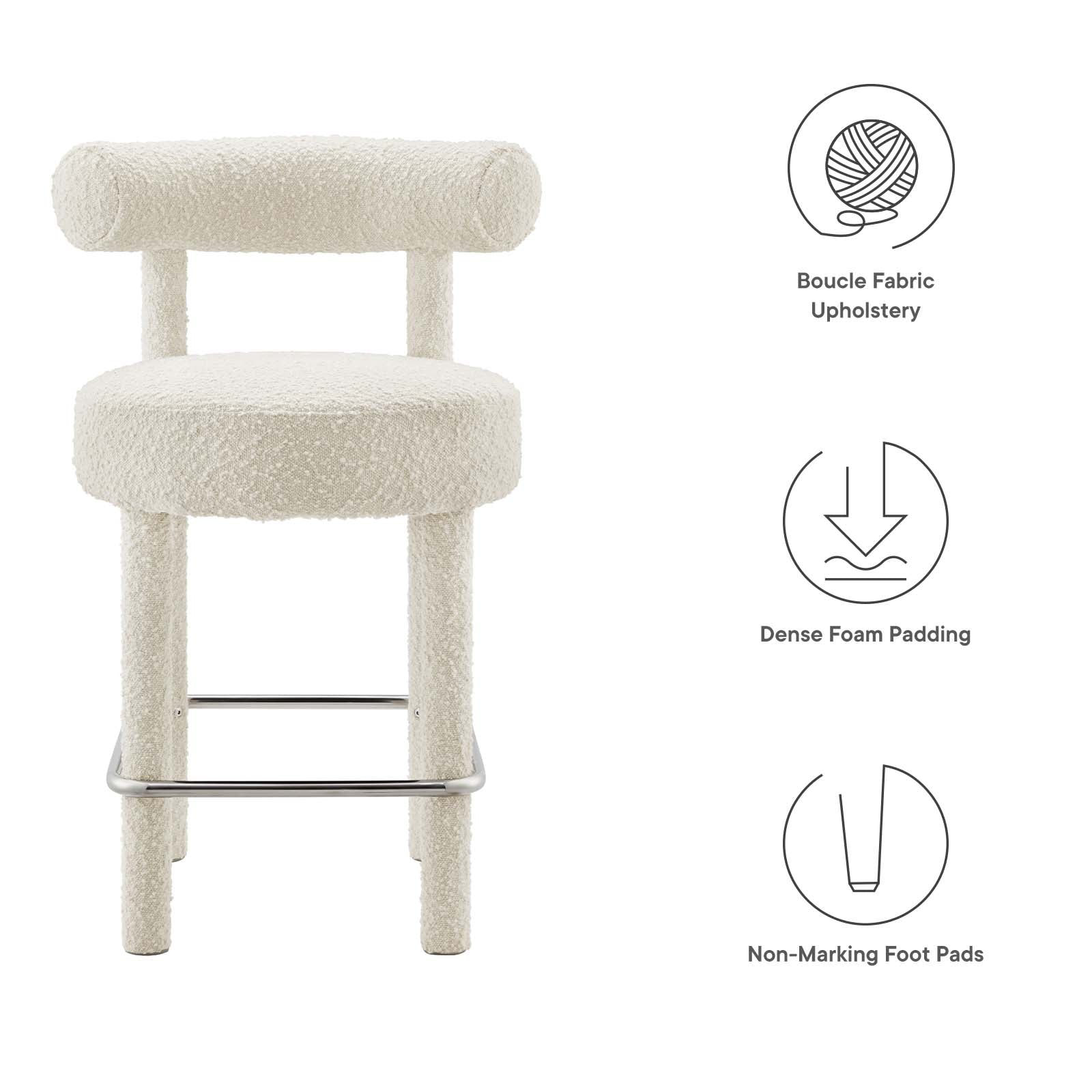 Toulouse Boucle Fabric Counter Stool by Modway