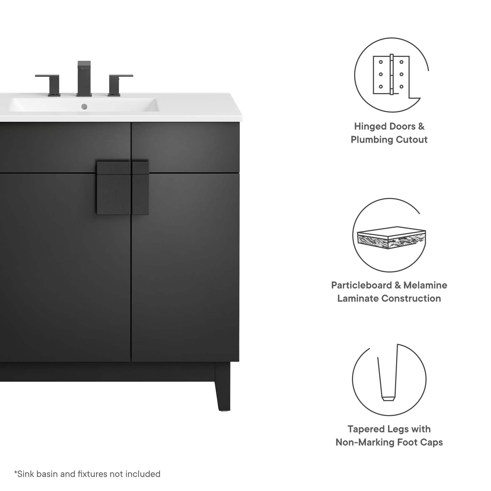 Miles 36Ó Bathroom Vanity Cabinet (Sink Basin Not Included) by Modway