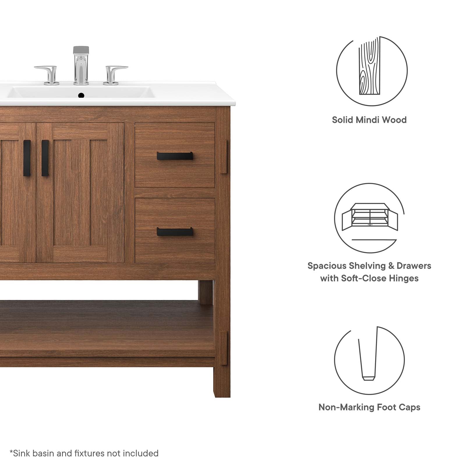 Ashlyn 36Ó Wood Bathroom Vanity Cabinet (Sink Basin Not Included) by Modway