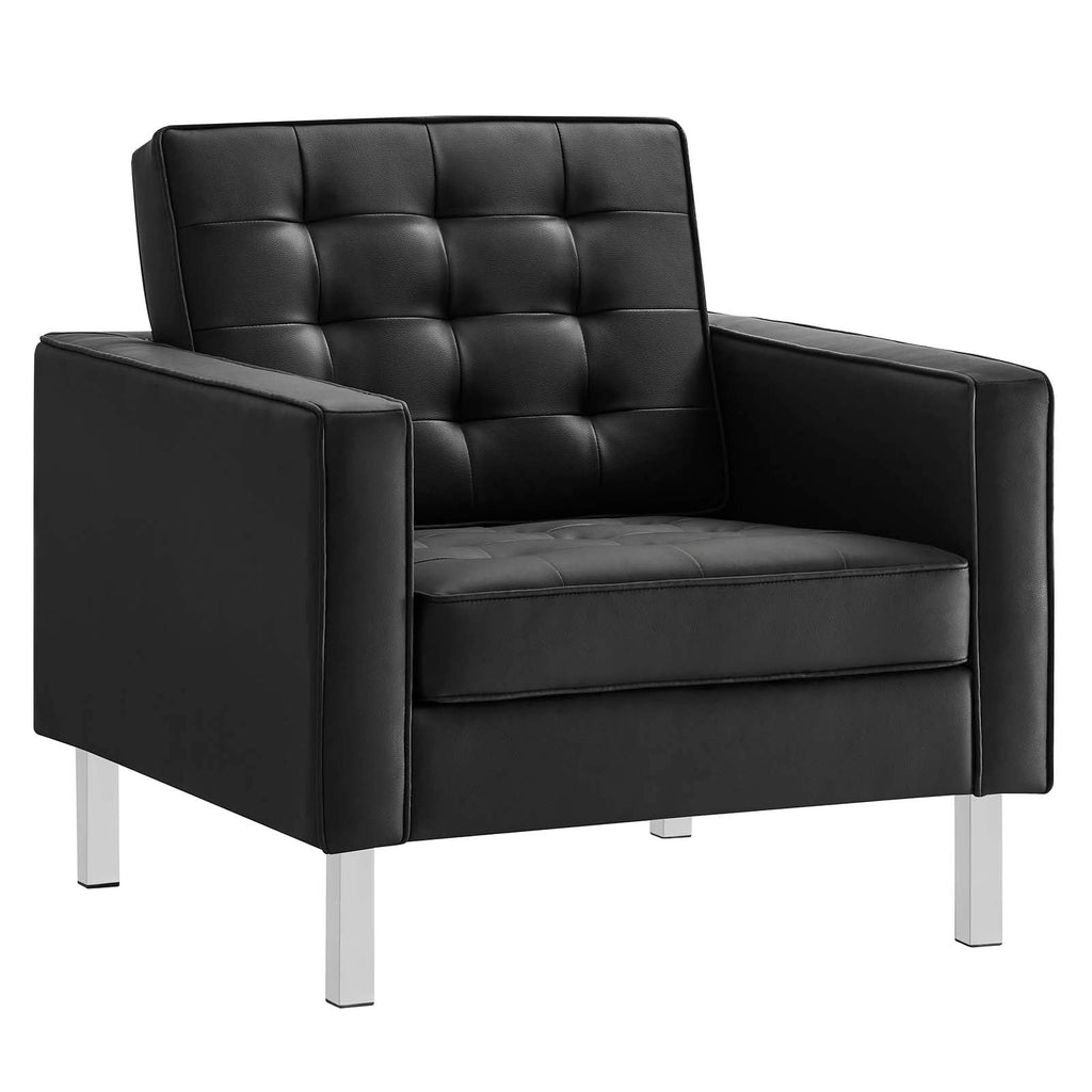 Loft Tufted Vegan Leather Armchair and Ottoman Set by Modway