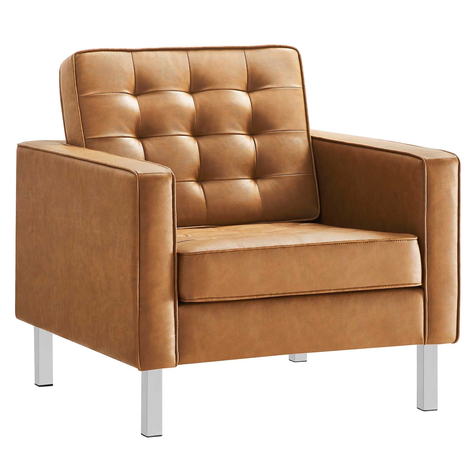 Loft Tufted Vegan Leather Armchair and Ottoman Set by Modway