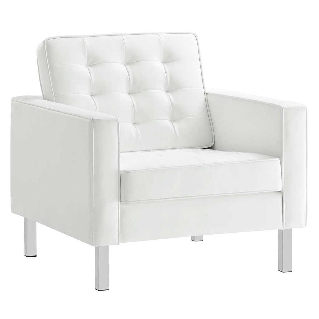 Loft Tufted Vegan Leather Armchair and Ottoman Set by Modway