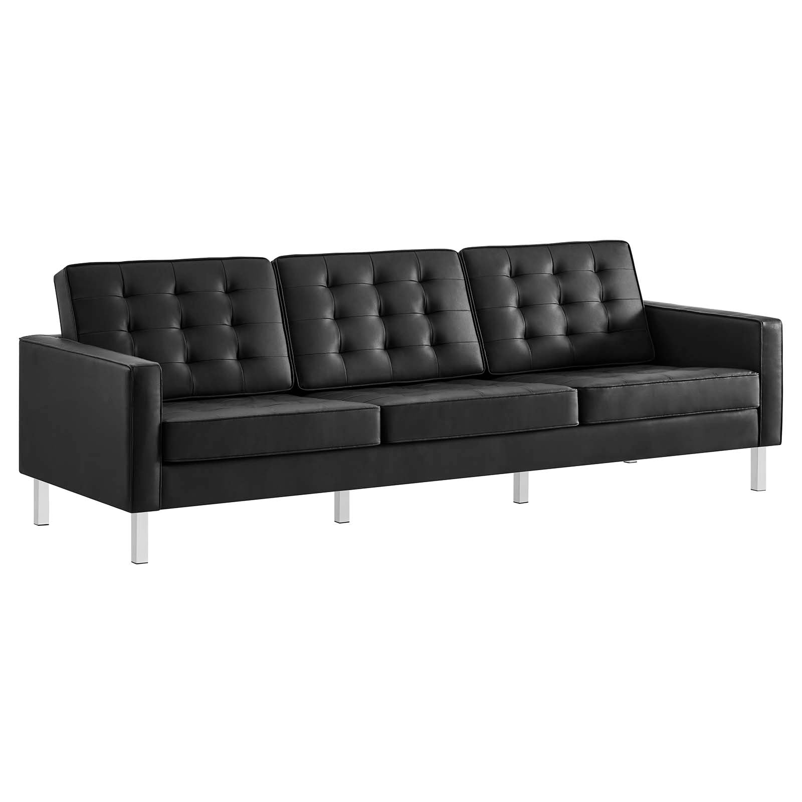 Loft Tufted Vegan Leather Sofa and Ottoman Set by Modway