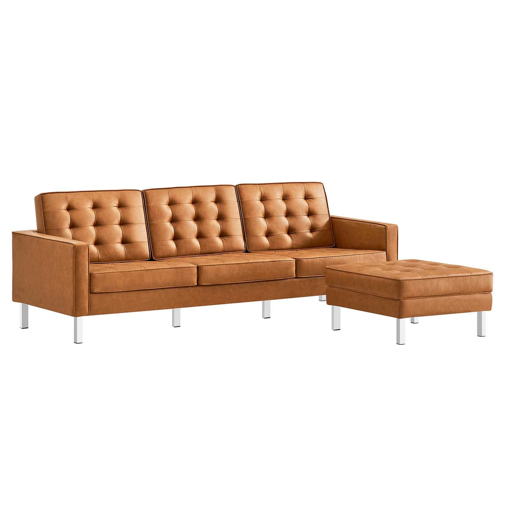 Loft Tufted Vegan Leather Sofa and Ottoman Set by Modway