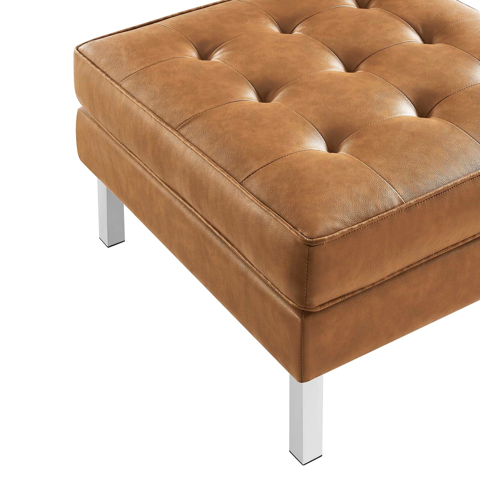 Loft Tufted Vegan Leather Sofa and Ottoman Set by Modway