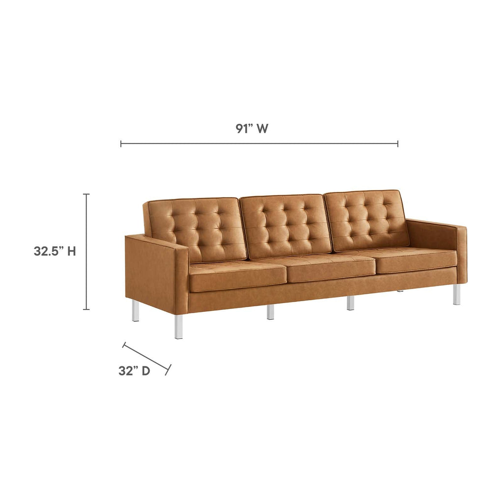 Loft Tufted Vegan Leather Sofa and Ottoman Set by Modway