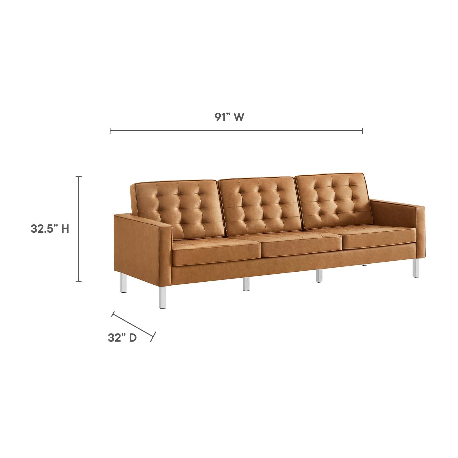 Loft Tufted Vegan Leather Sofa and Ottoman Set by Modway
