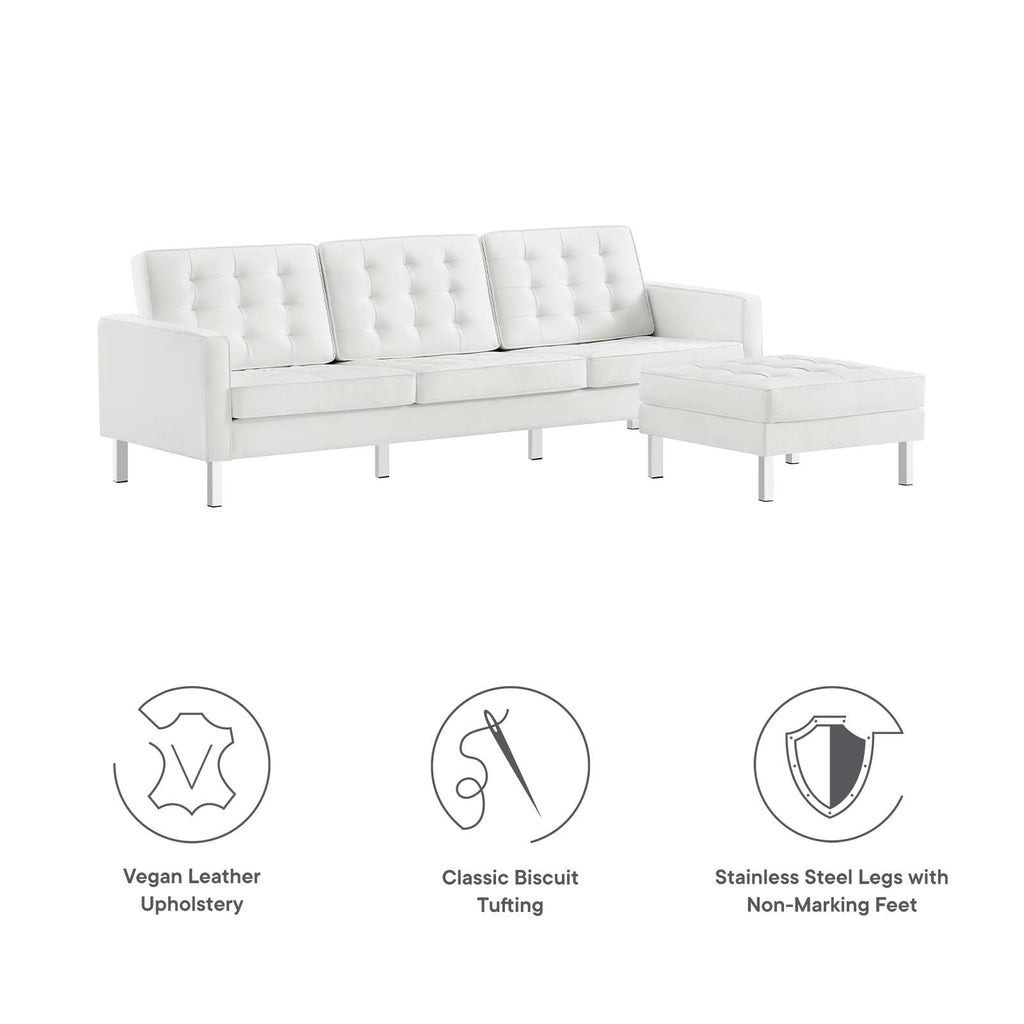 Loft Tufted Vegan Leather Sofa and Ottoman Set by Modway