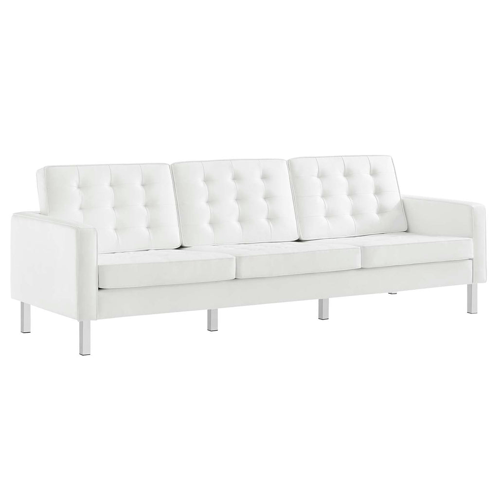 Loft Tufted Vegan Leather Sofa and Ottoman Set by Modway