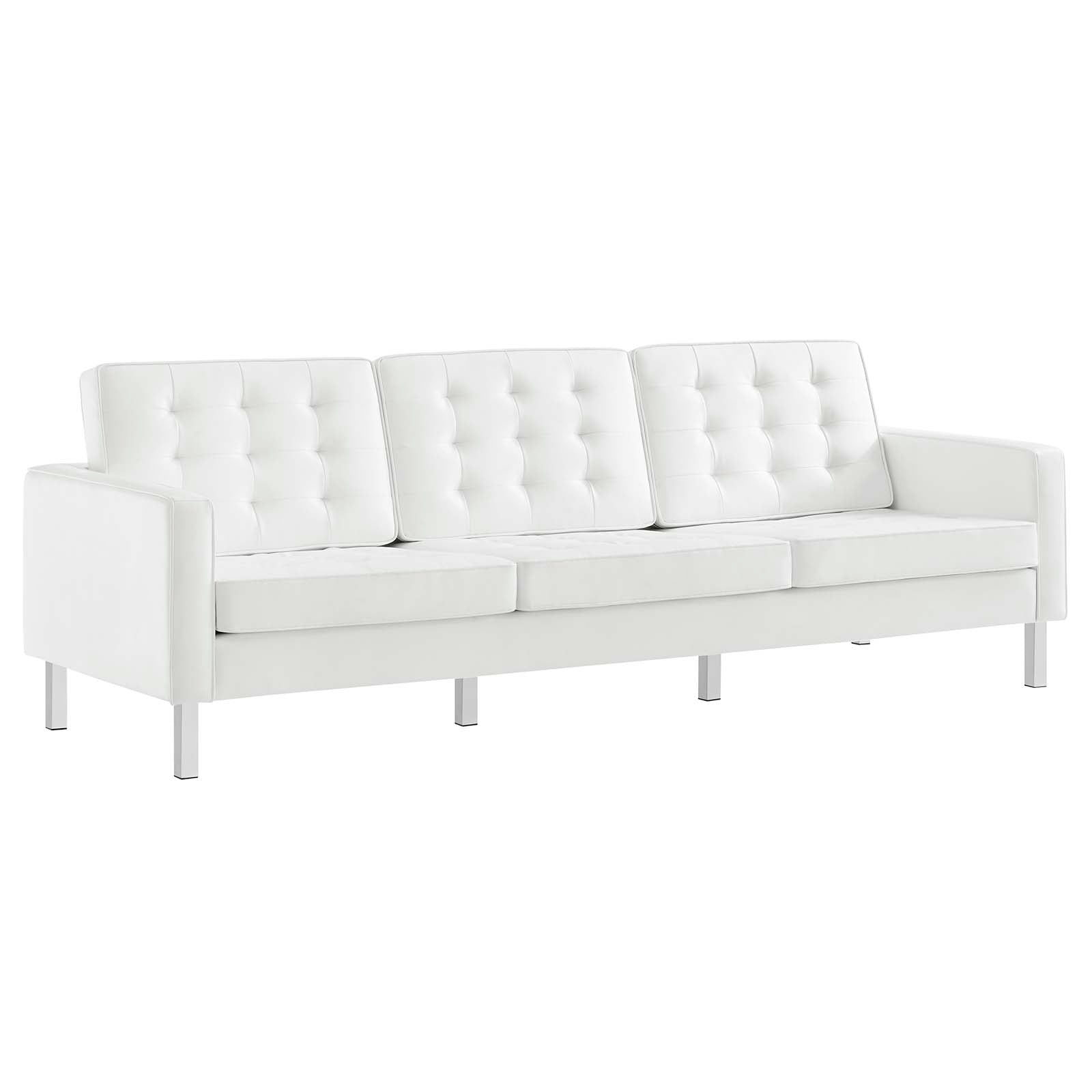 Loft Tufted Vegan Leather Sofa and Ottoman Set by Modway