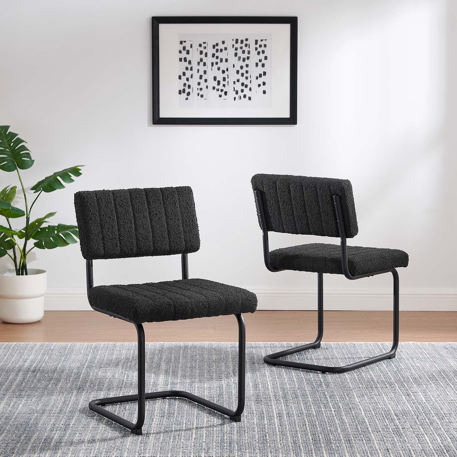 Parity Boucle Dining Side Chairs Set of 2 by Modway
