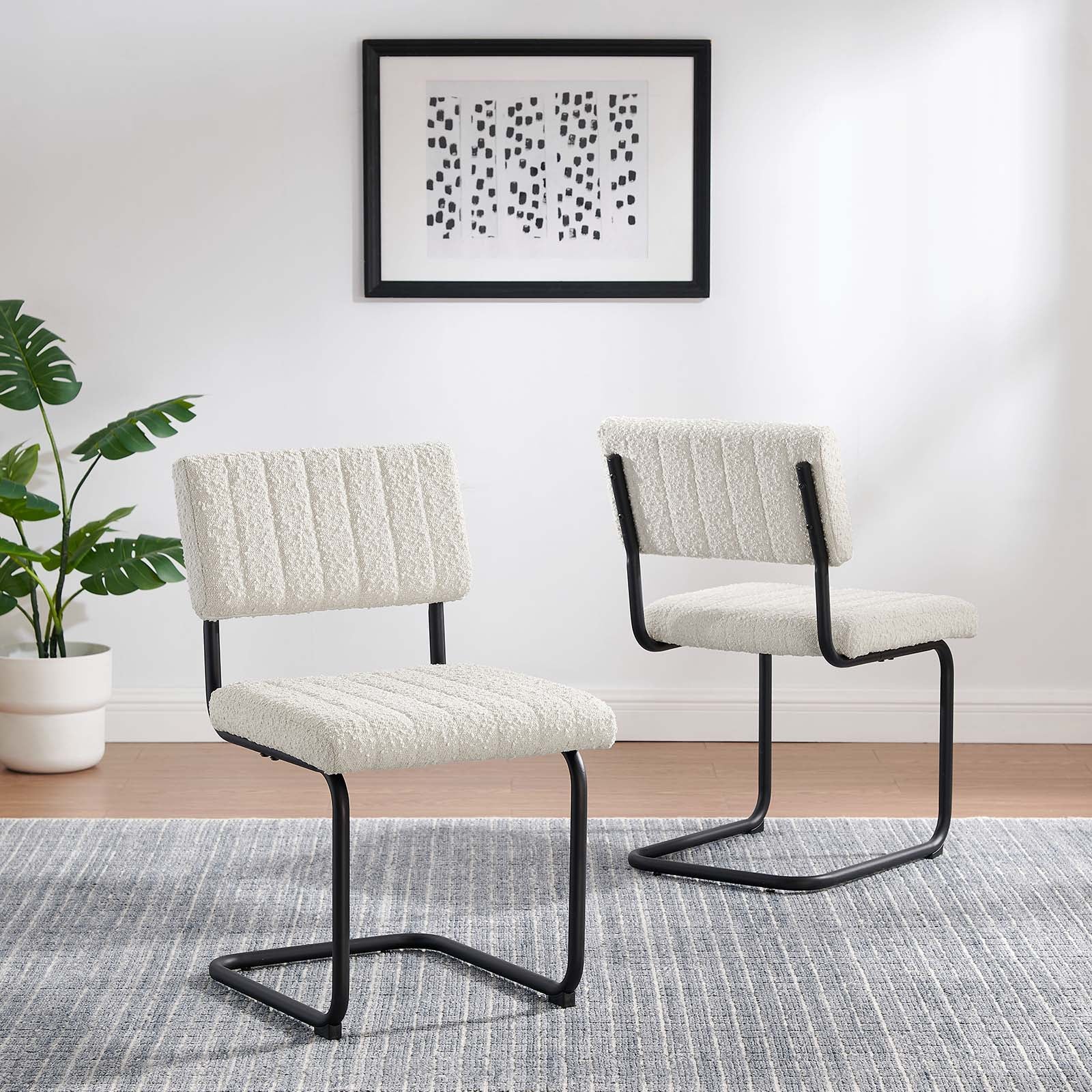 Parity Boucle Dining Side Chairs Set of 2 by Modway