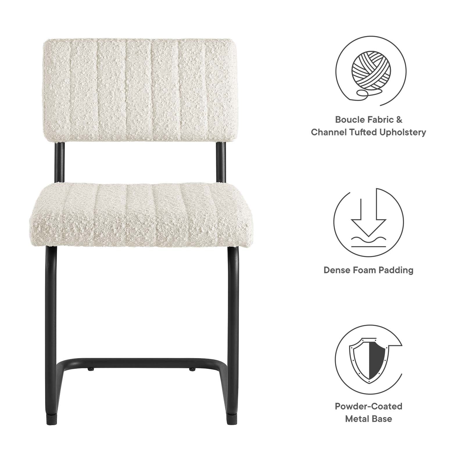 Parity Boucle Dining Side Chairs Set of 2 by Modway