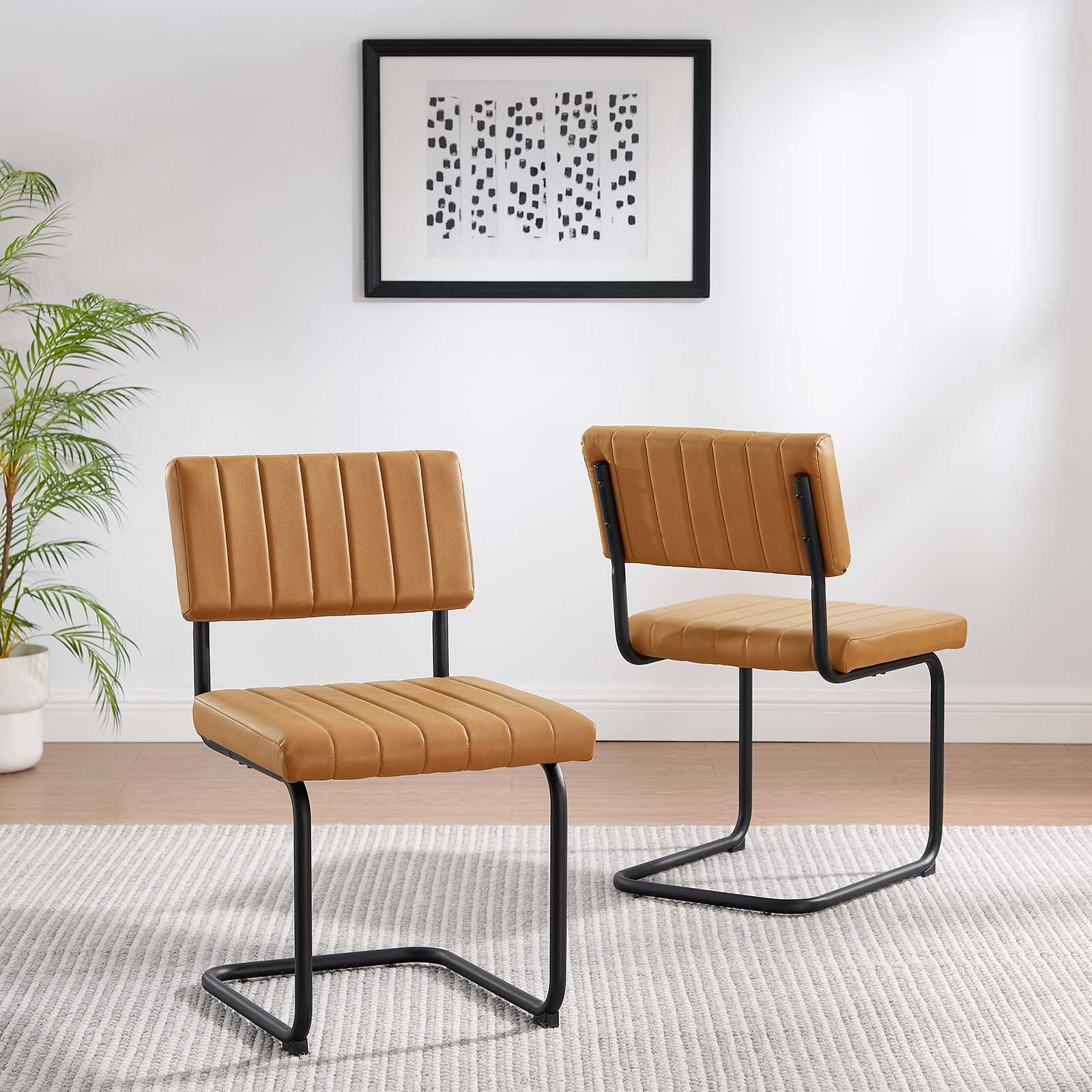 Parity Vegan Leather Dining Side Chairs Set of 2 by Modway