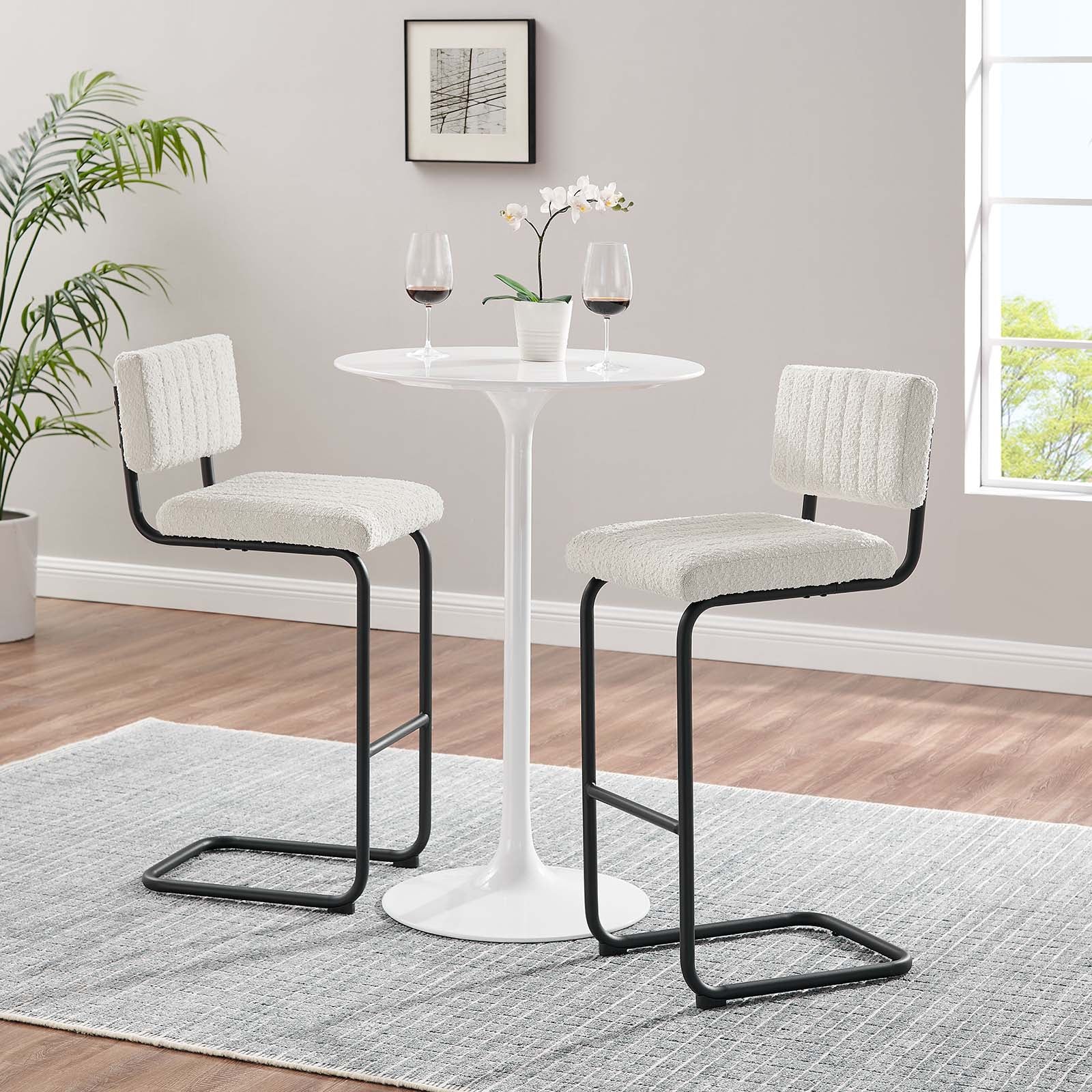 Parity Boucle Bar Stools Set of 2 by Modway