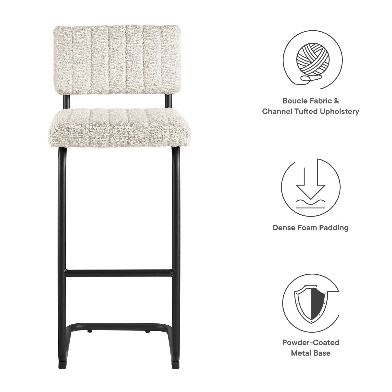 Parity Boucle Bar Stools Set of 2 by Modway