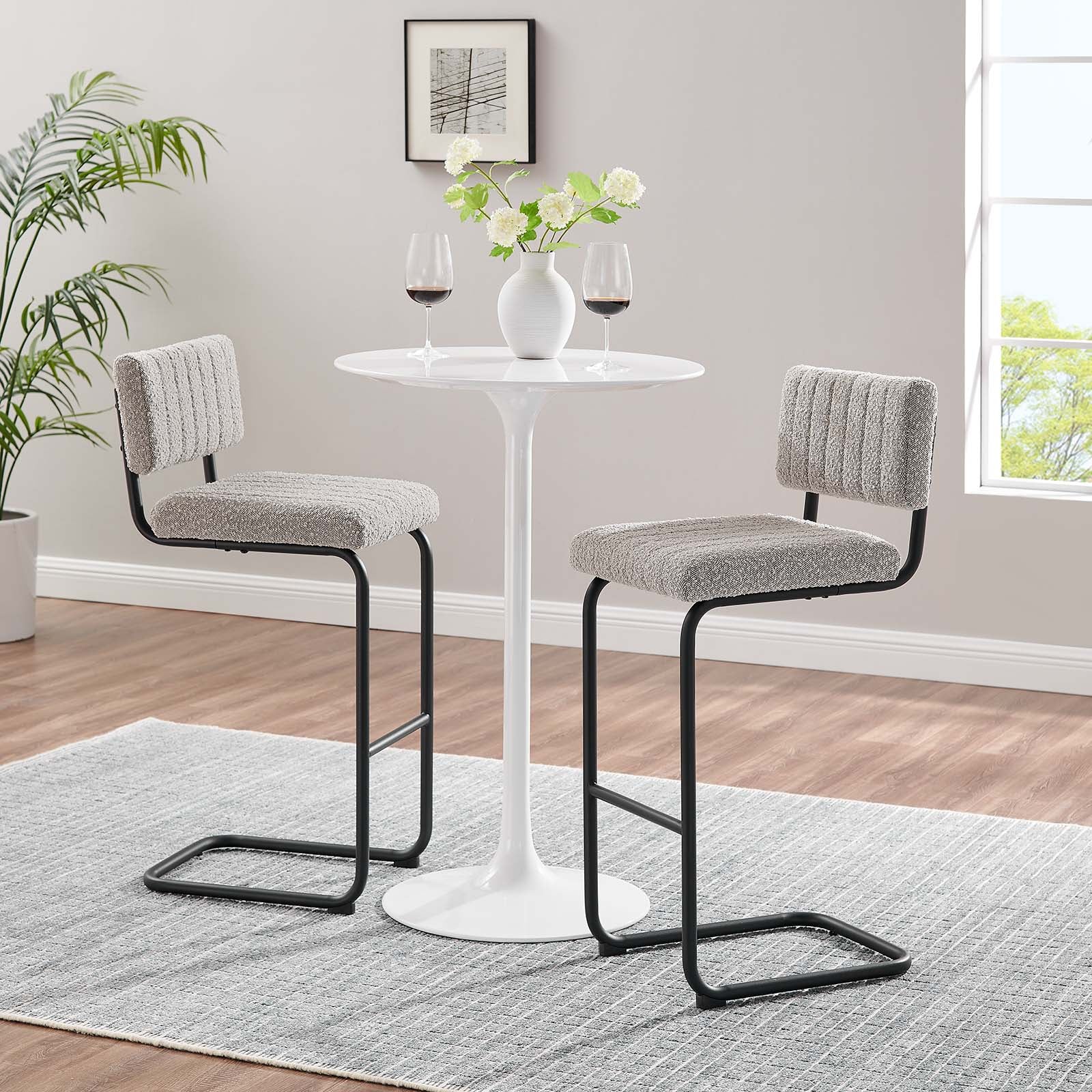 Parity Boucle Bar Stools Set of 2 by Modway