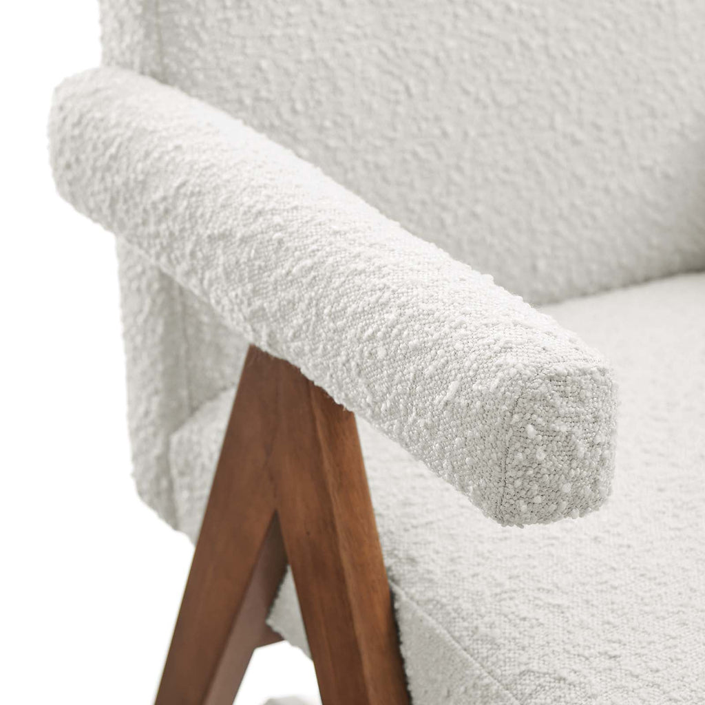 Lyra Boucle Fabric Dining Room Chair Set of 2 by Modway