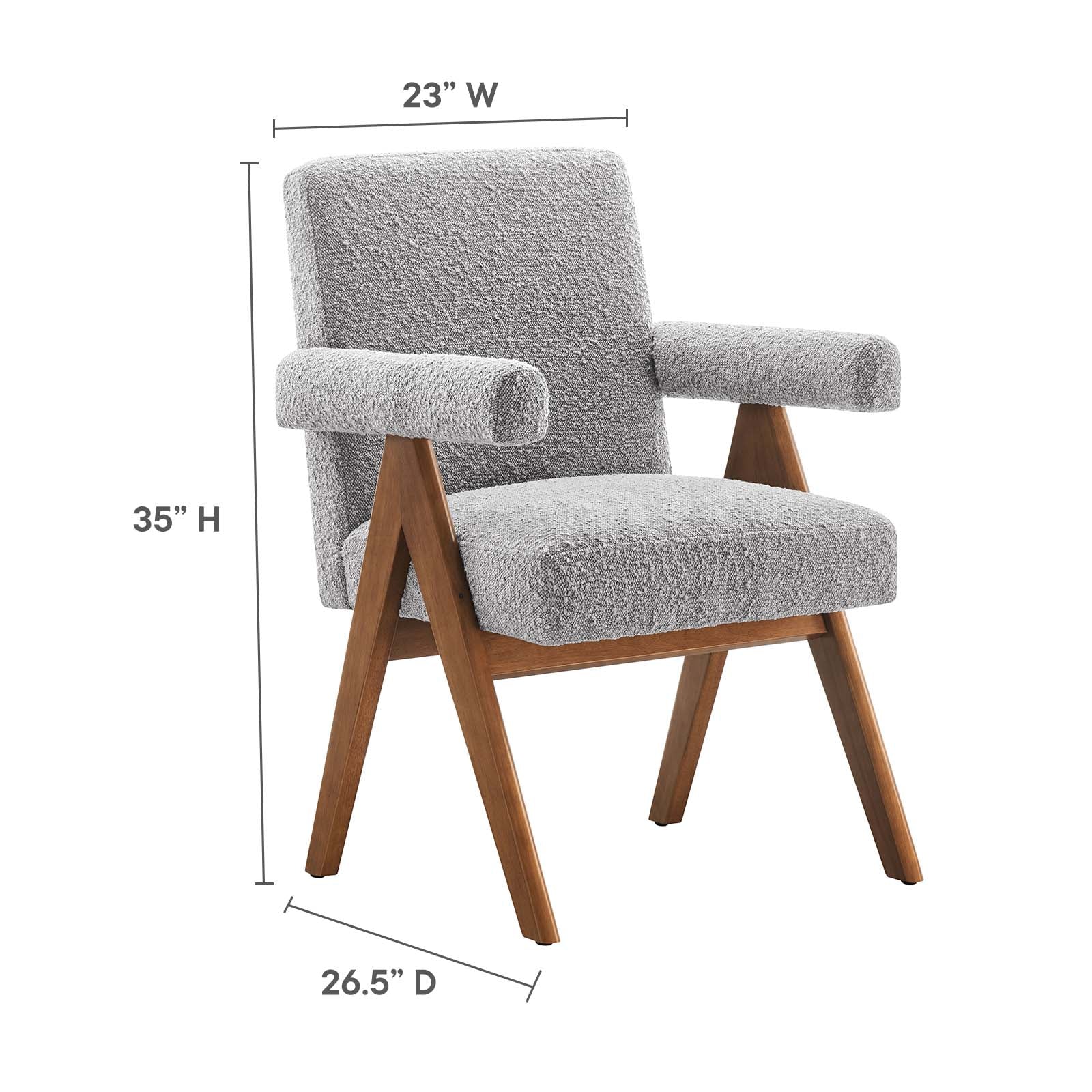 Lyra Boucle Fabric Dining Room Chair Set of 2 by Modway