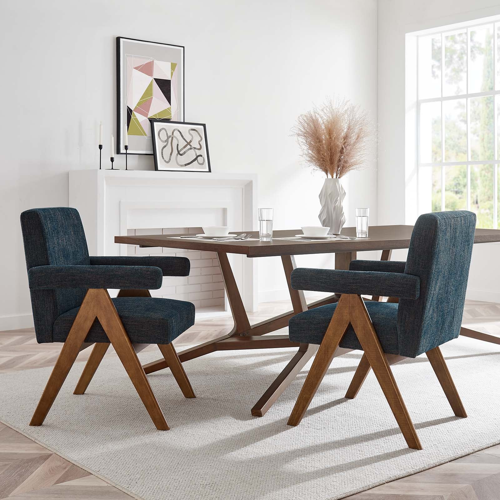 Lyra Fabric Dining Room Chair Set of 2 by Modway