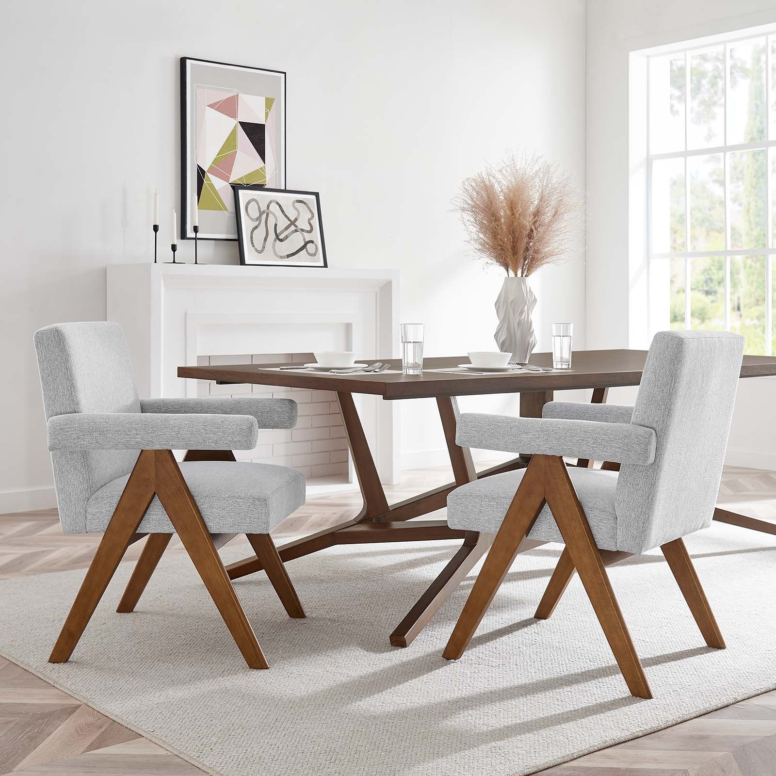 Lyra Fabric Dining Room Chair Set of 2 by Modway
