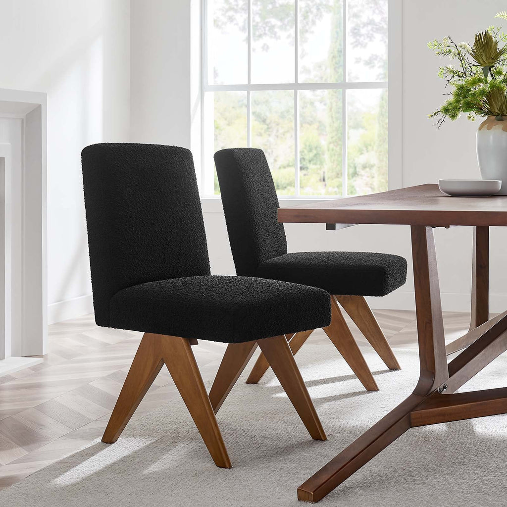 Lyra Boucle Fabric Dining Room Side Chair Set of 2 by Modway