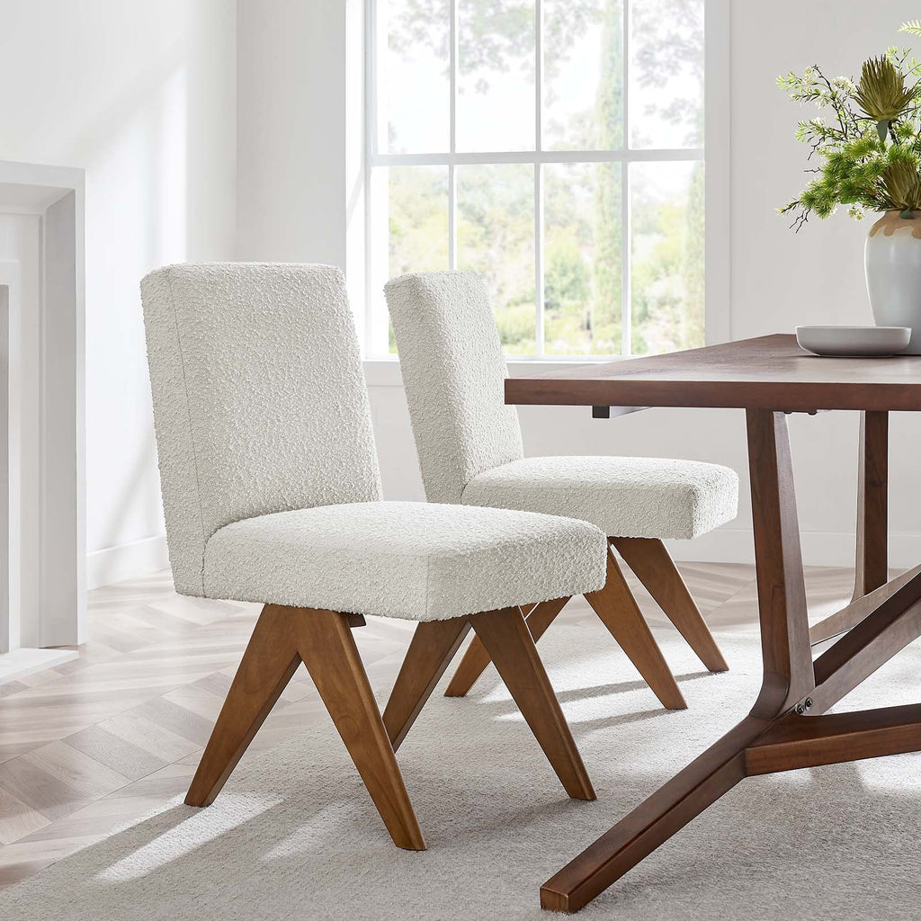 Lyra Boucle Fabric Dining Room Side Chair Set of 2 by Modway