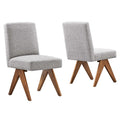 Lyra Boucle Fabric Dining Room Side Chair Set of 2 by Modway